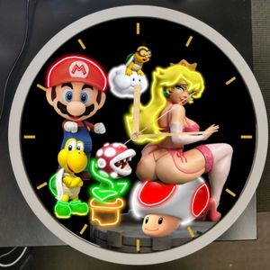 Mario n Princess Peach wall clock
